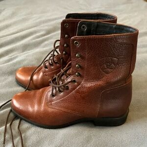 Ariat Cognac Brown Genuine Leather Lace Up Boots